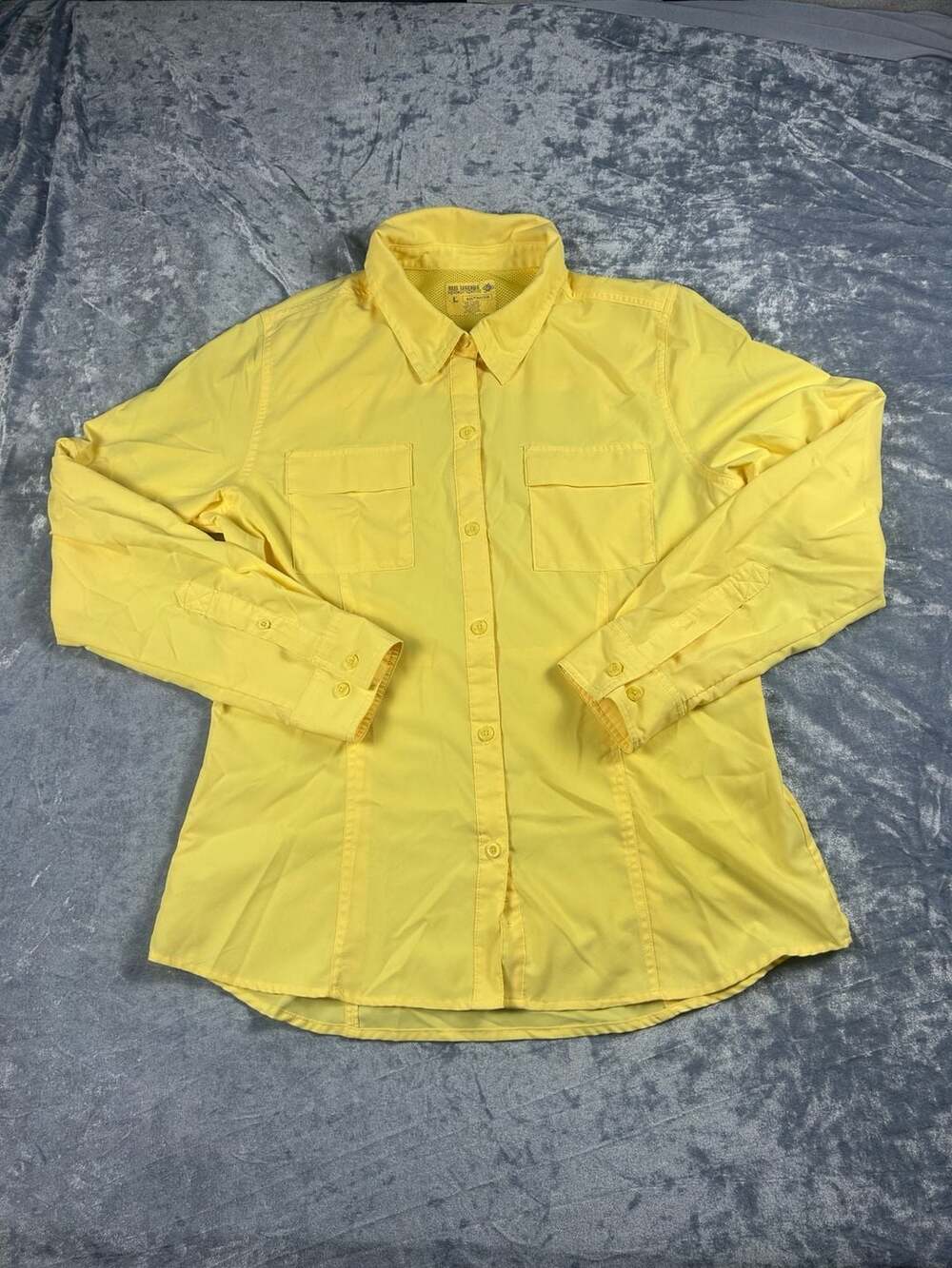 Reel Legends Saltwater Women's Long Sleeve Button Down Shirt Yellow Size L